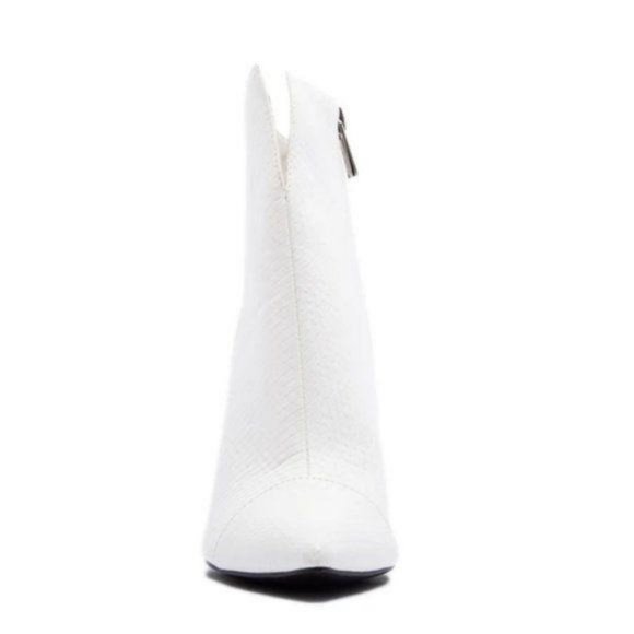 White Snakeskin Embossed Booties - Picture 2 of 4